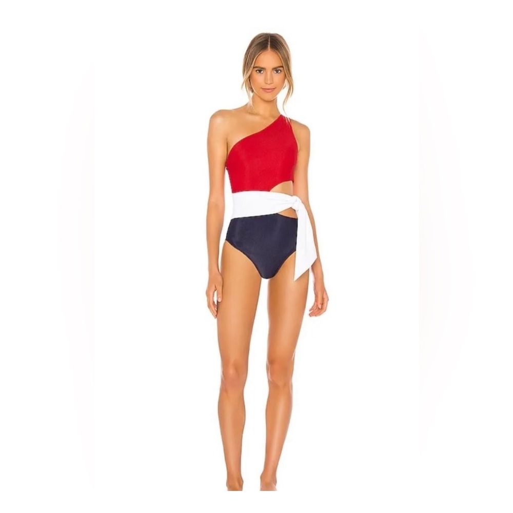 Beach Riot Iconic Red, White, & Blue Tie Swimsuit size S